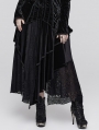 Black Sexy Gothic Velvet Lace Layered Asymmetric Pleated Plus Size Skirt
