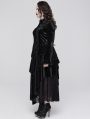 Black Sexy Gothic Velvet Lace Layered Asymmetric Pleated Plus Size Skirt