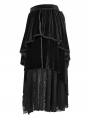 Black Sexy Gothic Velvet Lace Layered Asymmetric Pleated Plus Size Skirt