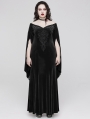 Black Vintage Gothic Gorgeous Velvet Lace Applique Plus Size Long Party Dress