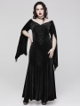 Black Vintage Gothic Gorgeous Velvet Lace Applique Plus Size Long Party Dress