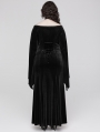 Black Vintage Gothic Gorgeous Velvet Lace Applique Plus Size Long Party Dress