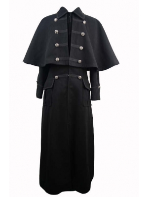 Black Gothic Detachable Shawl Mens Winter Coat