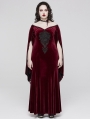 Red Vintage Gothic Gorgeous Velvet Lace Applique Plus Size Long Party Dress