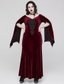 Red Vintage Gothic Gorgeous Velvet Lace Applique Plus Size Long Party Dress