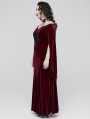 Red Vintage Gothic Gorgeous Velvet Lace Applique Plus Size Long Party Dress