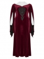 Red Vintage Gothic Gorgeous Velvet Lace Applique Plus Size Long Party Dress