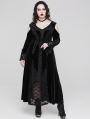 Black Gothic Cold Shoulder Velvet Long Floral Lace Plus Size Dress