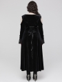 Black Gothic Cold Shoulder Velvet Long Floral Lace Plus Size Dress