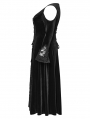 Black Gothic Cold Shoulder Velvet Long Floral Lace Plus Size Dress
