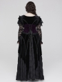 Black and Violet Gorgeous Velvet Gothic Printing Plus Size Underbust Corset Waistband