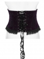 Black and Violet Gorgeous Velvet Gothic Printing Plus Size Underbust Corset Waistband