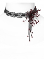 Black and Red Gothic Exquisite Lace Blood Drop Pendant Choker