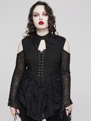 Punk Rave Black Romantic Gothic Sexy Lace Long Sleeve Plus Size