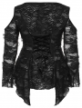 Black Gothic Lace Long Sleeves Sexy Daily Plus Size T-Shirt for Women
