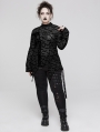 Black Gothic Bat Mesh Long Sleeve Basic Plus Size T-Shirt for Women