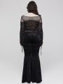 Black Gothic Bat Mesh Long Sleeve Daily Plus Size T-shirt for Women