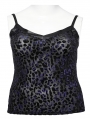 Black and Violet Gothic Leopard Print Plus Size Camisole for Women