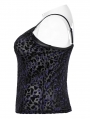 Black and Violet Gothic Leopard Print Plus Size Camisole for Women