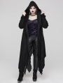 Black Gothic Decadent Layered Hooded Long Plus Size Trench Coat for Women