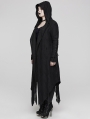 Black Gothic Decadent Layered Hooded Long Plus Size Trench Coat for Women