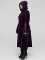Black and Violet Vintage Gothic Gorgeous Velvet Plus Size Long Hooded Coat for Women