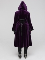Black and Violet Vintage Gothic Gorgeous Velvet Plus Size Long Hooded Coat for Women
