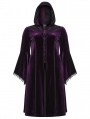 Black and Violet Vintage Gothic Gorgeous Velvet Plus Size Long Hooded Coat for Women