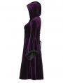 Black and Violet Vintage Gothic Gorgeous Velvet Plus Size Long Hooded Coat for Women