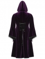 Black and Violet Vintage Gothic Gorgeous Velvet Plus Size Long Hooded Coat for Women