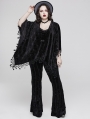 Black Gothic Embossed Velvet Tassel Plus Size Shawl for Women