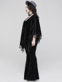 Black Gothic Embossed Velvet Tassel Plus Size Shawl for Women