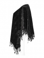 Black Gothic Embossed Velvet Tassel Plus Size Shawl for Women