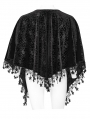 Black Gothic Embossed Velvet Tassel Plus Size Shawl for Women