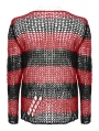 Black and Red Stripe Gothic Decayed Pullover Plus Size Sweater for Women