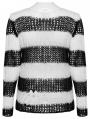 Black and White Stripe Gothic Decayed Pullover Plus Size Sweater for Women