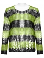 Black and Green Stripe Gothic Decayed Pullover Sweater for Women