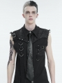 Black Gothic Punk Chain Eyelet Necktie for Men