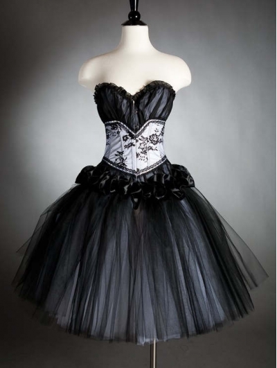 Black Gothic Corset Prom Dress 