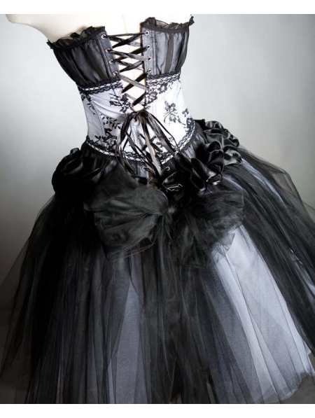 Black Gothic Corset Prom Dress Uk