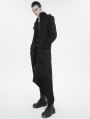 Black Gothic Punk Zipper Chain Asymmetric Coat for Men