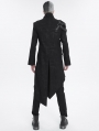 Black Gothic Punk Zipper Chain Asymmetric Coat for Men