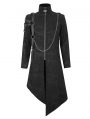 Black Gothic Punk Zipper Chain Asymmetric Coat for Men