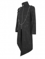 Black Gothic Punk Zipper Chain Asymmetric Coat for Men