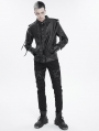 Black Gothic Punk Rivet Daily Short Jacket for Men