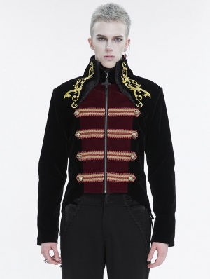 Black and Gold Vintage Gothic Embroidery Party Tailcoat for Men