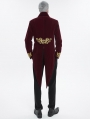 Red and Gold Vintage Gothic Embroidery Party Tailcoat for Men