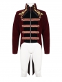 Red and Gold Vintage Gothic Embroidery Party Tailcoat for Men