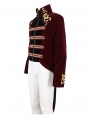 Red and Gold Vintage Gothic Embroidery Party Tailcoat for Men