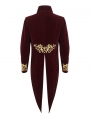 Red and Gold Vintage Gothic Embroidery Party Tailcoat for Men